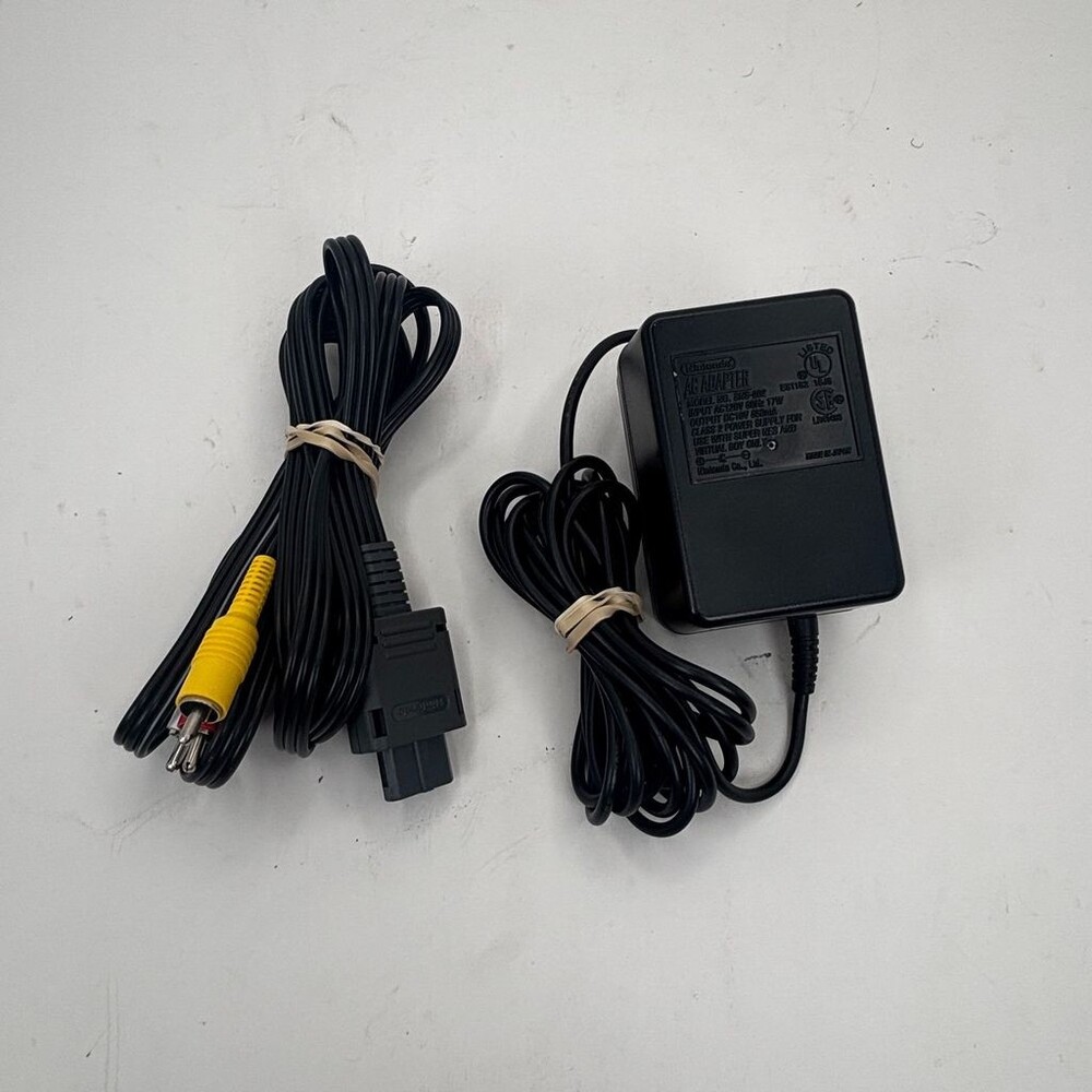 Nintendo SNS-002 AC adapter SNES Power Supply AV Composite Cable Bundle